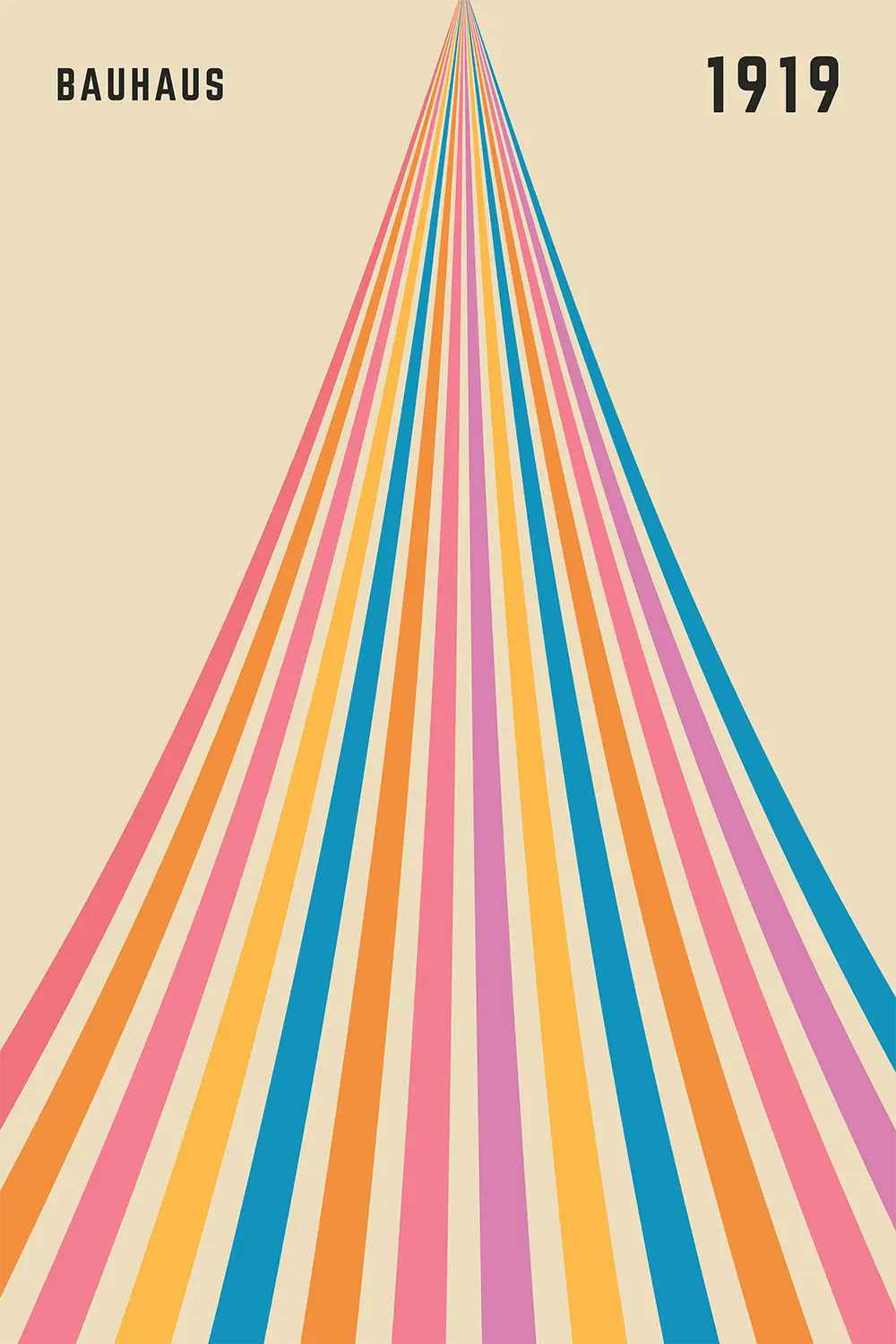 a long line of colorful lines on a beige background