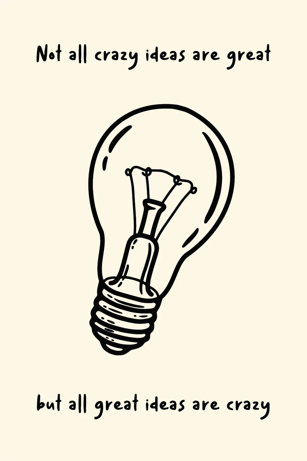 a black and white drawing of a light bulb