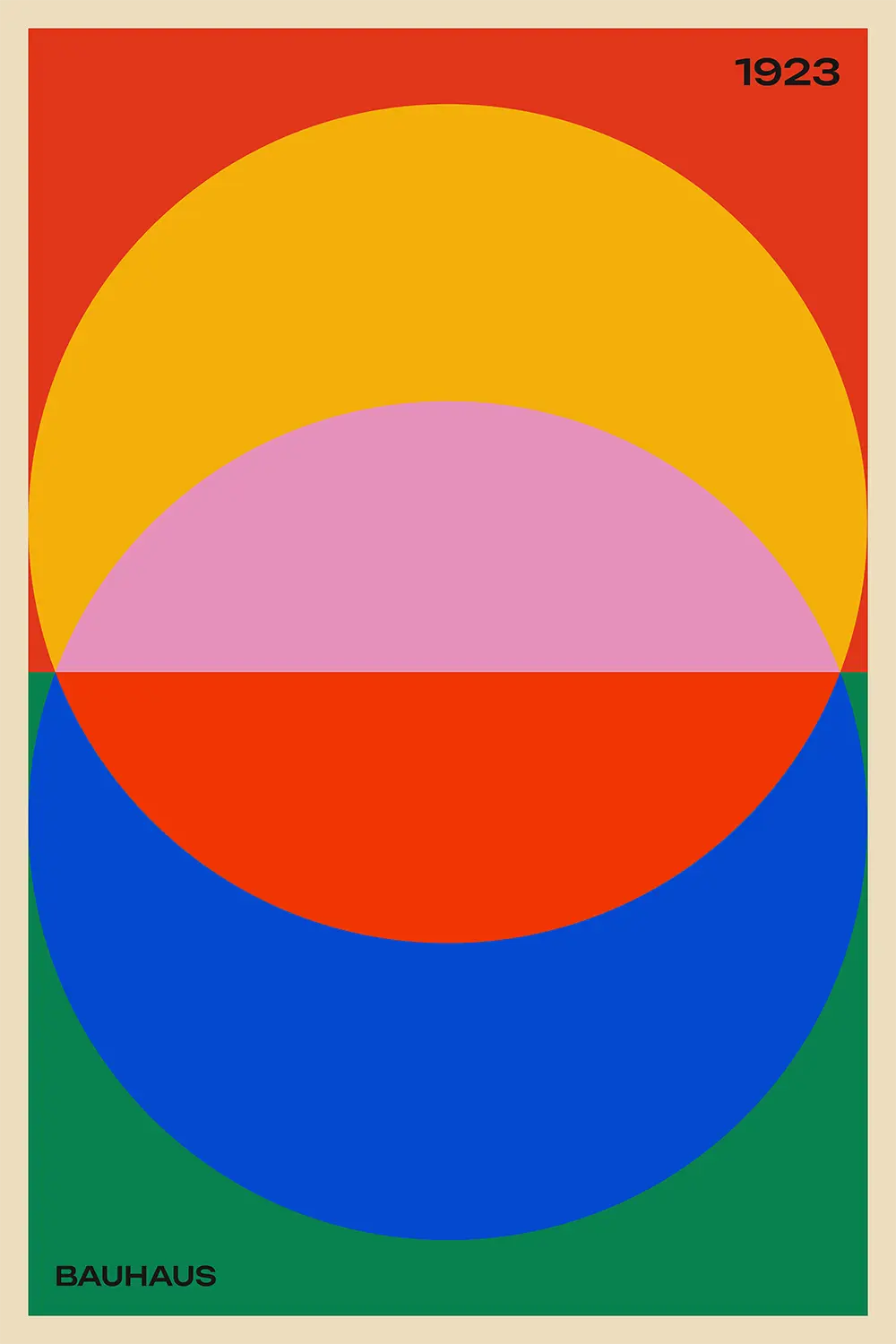 a poster of a circle with three different colors