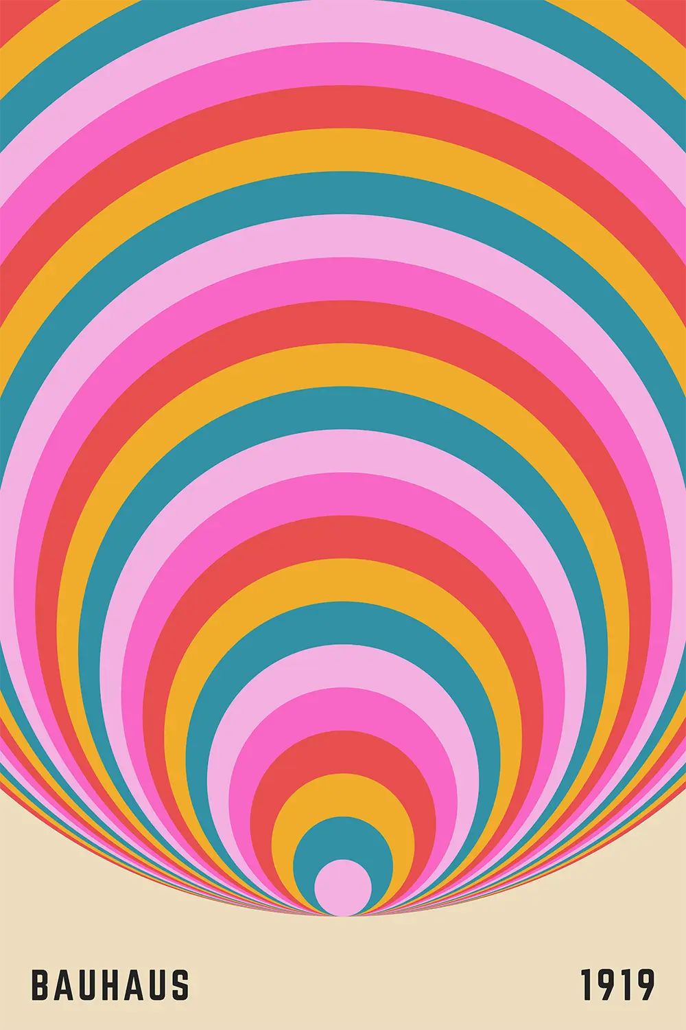 a poster of a tunnel of colorful circles