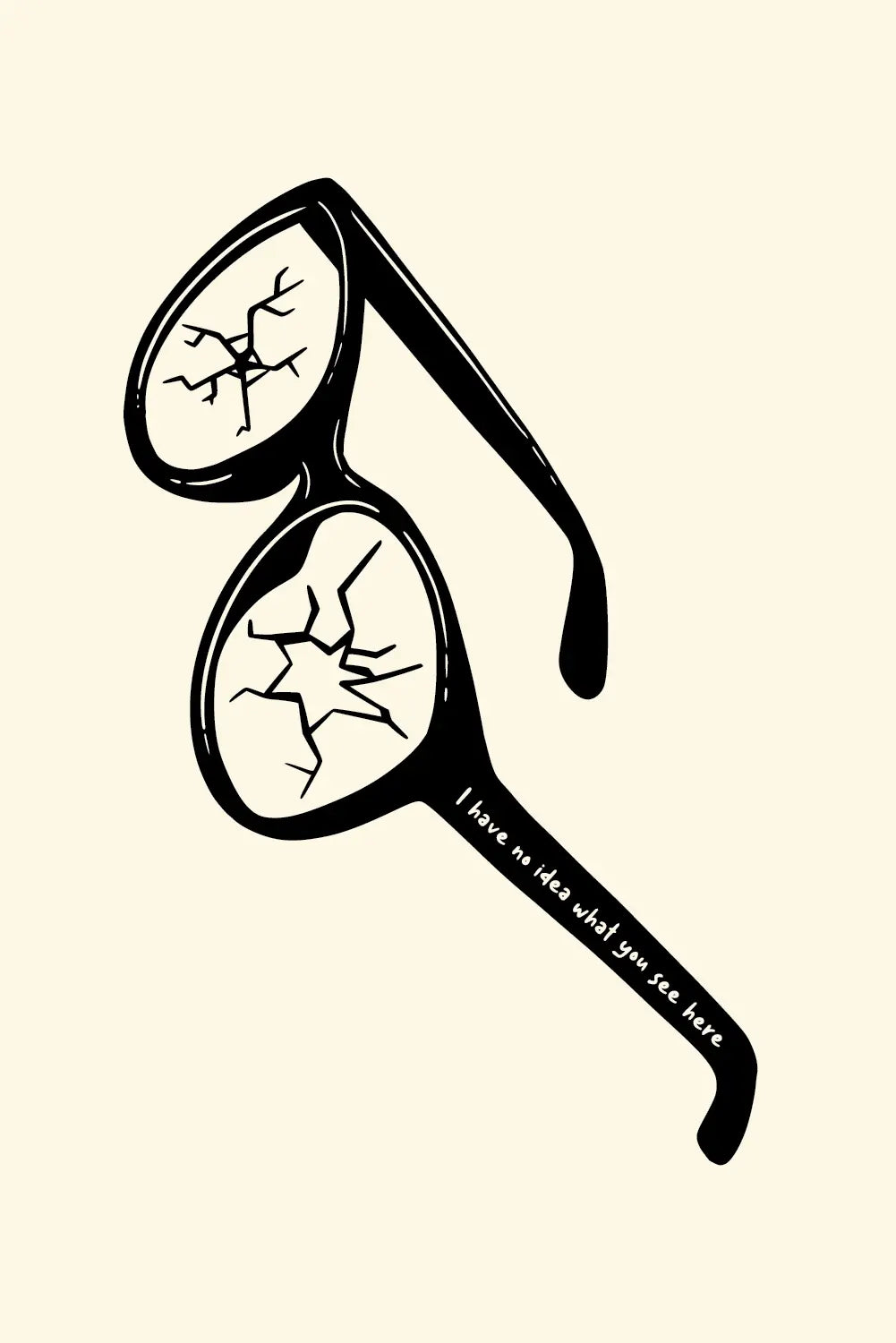 a pair of glasses with a broken lens