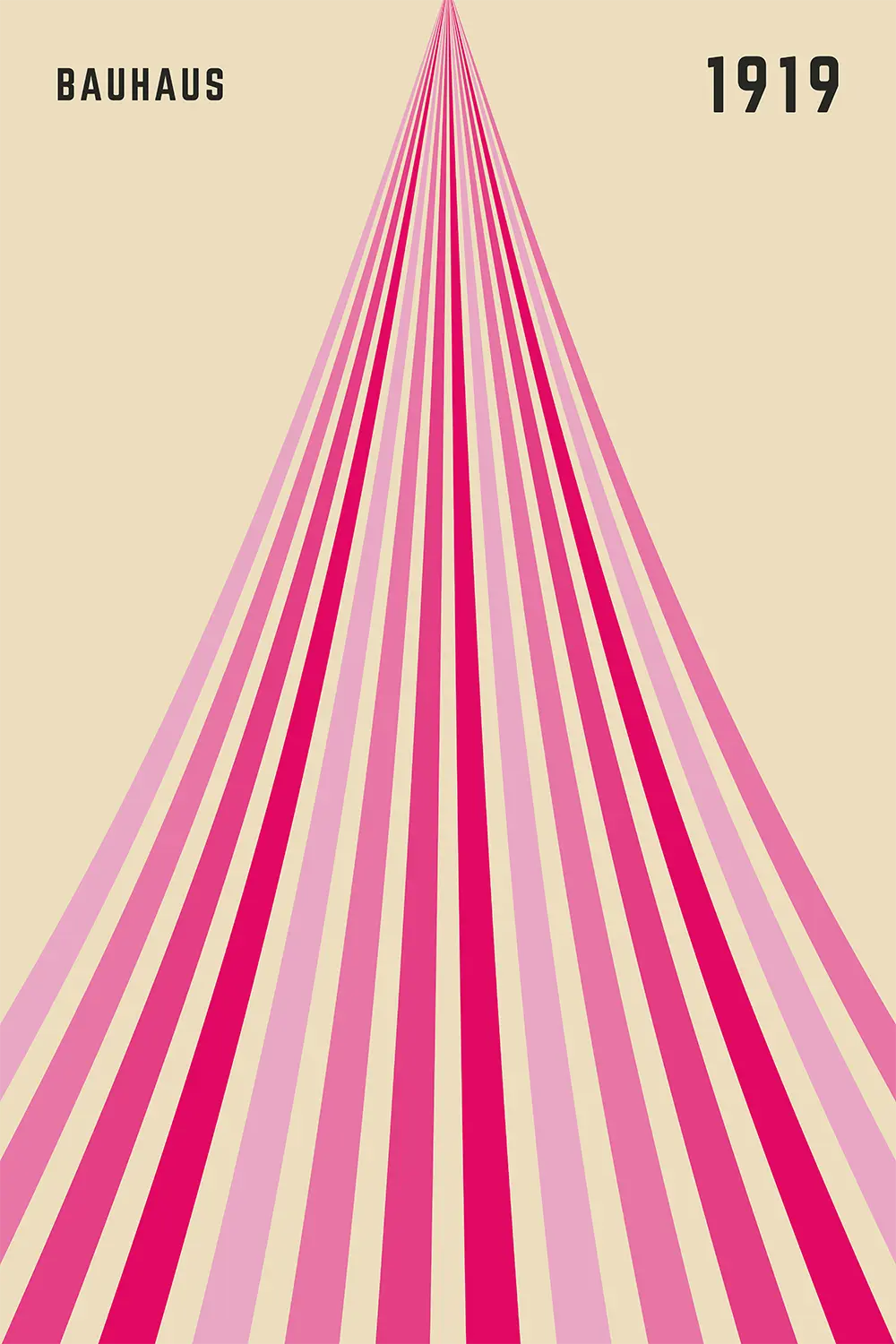 a pink and white poster with a long line of lines
