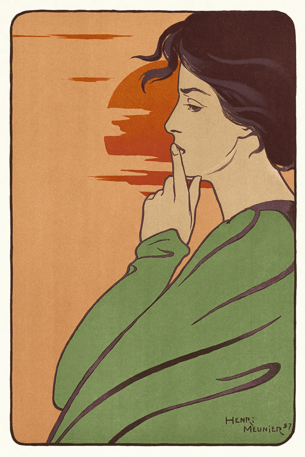 a painting of a woman with her hand on her chin