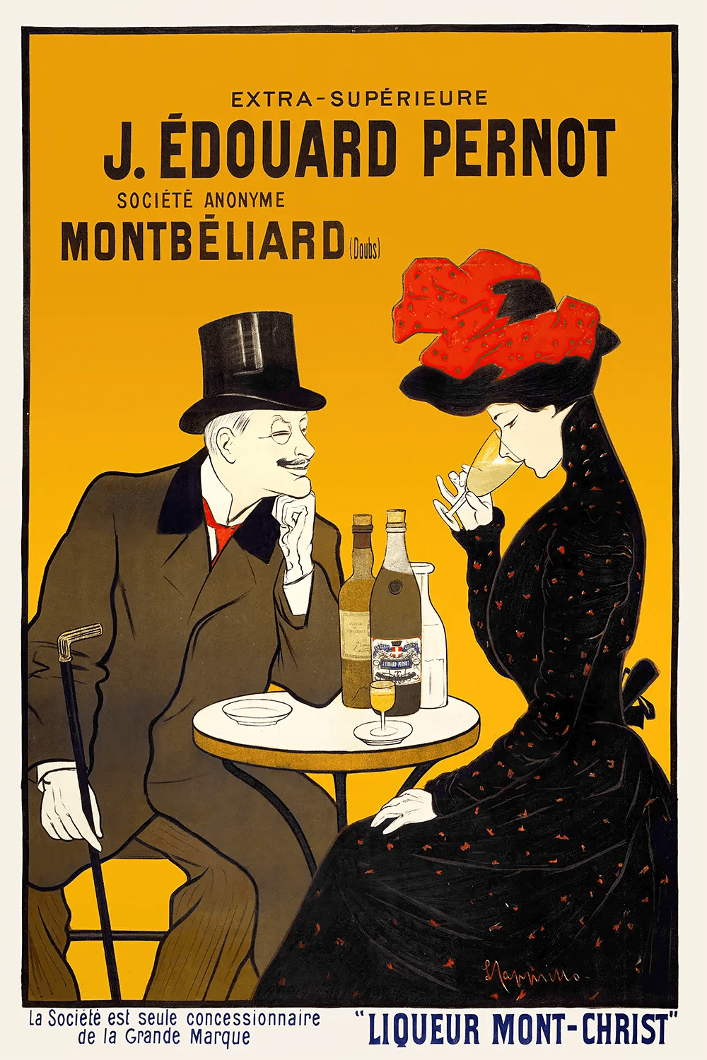 a poster of a man and a woman sitting at a table