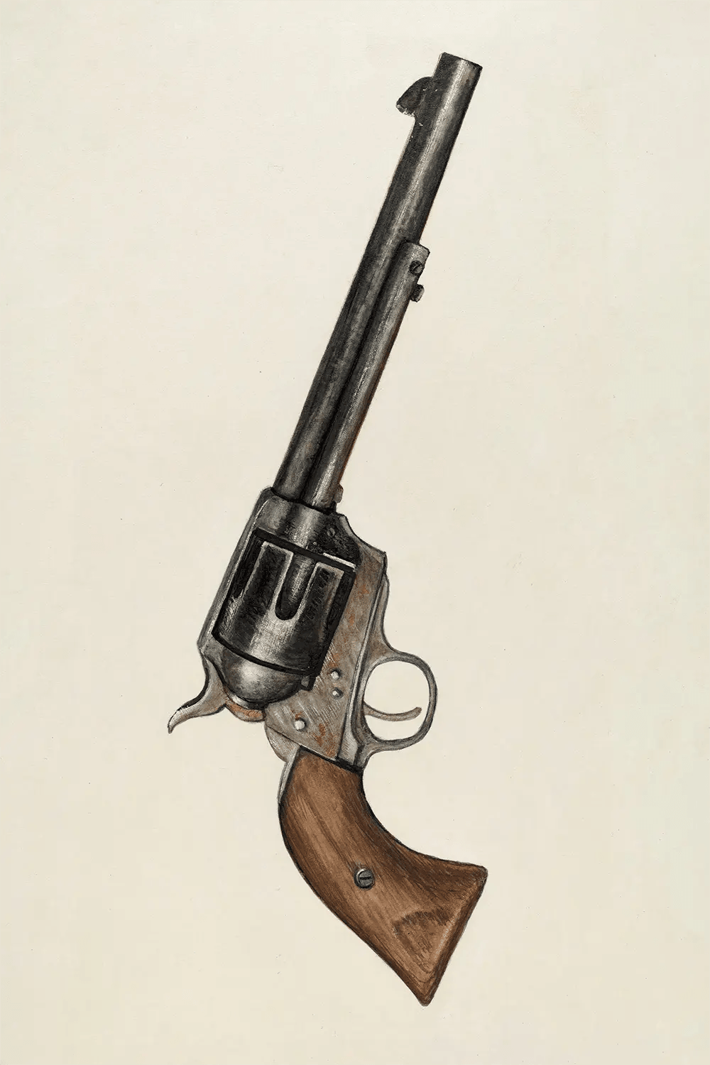 a drawing of a gun with a wooden barrel