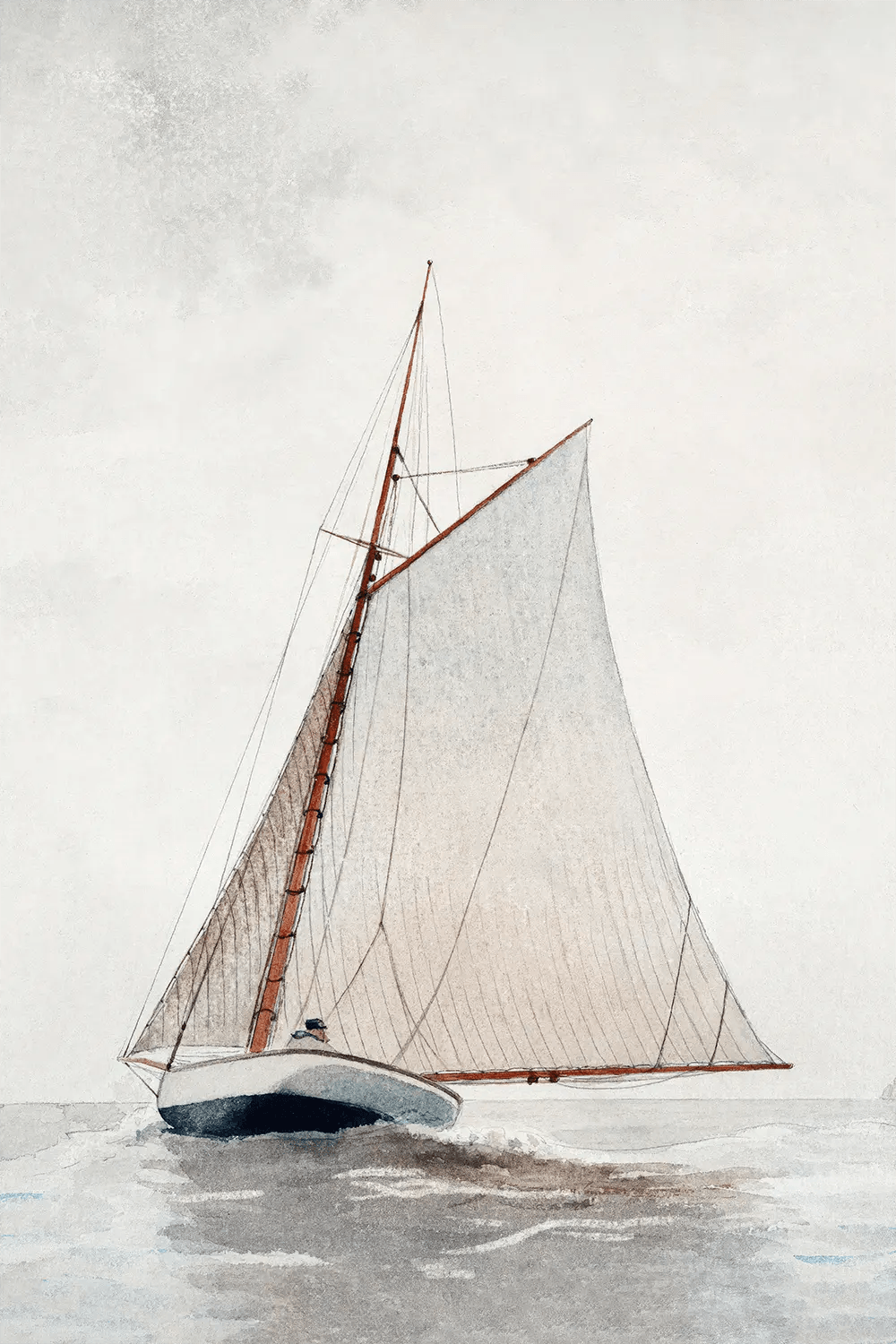 a drawing of a sailboat in the ocean
