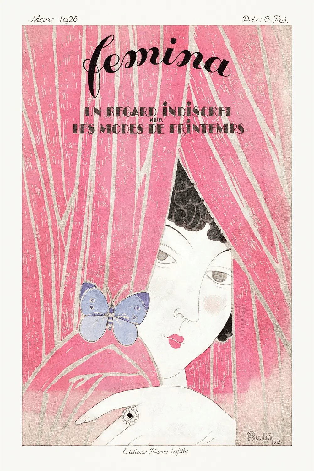 a magazine cover with a woman with a butterfly on her shoulder