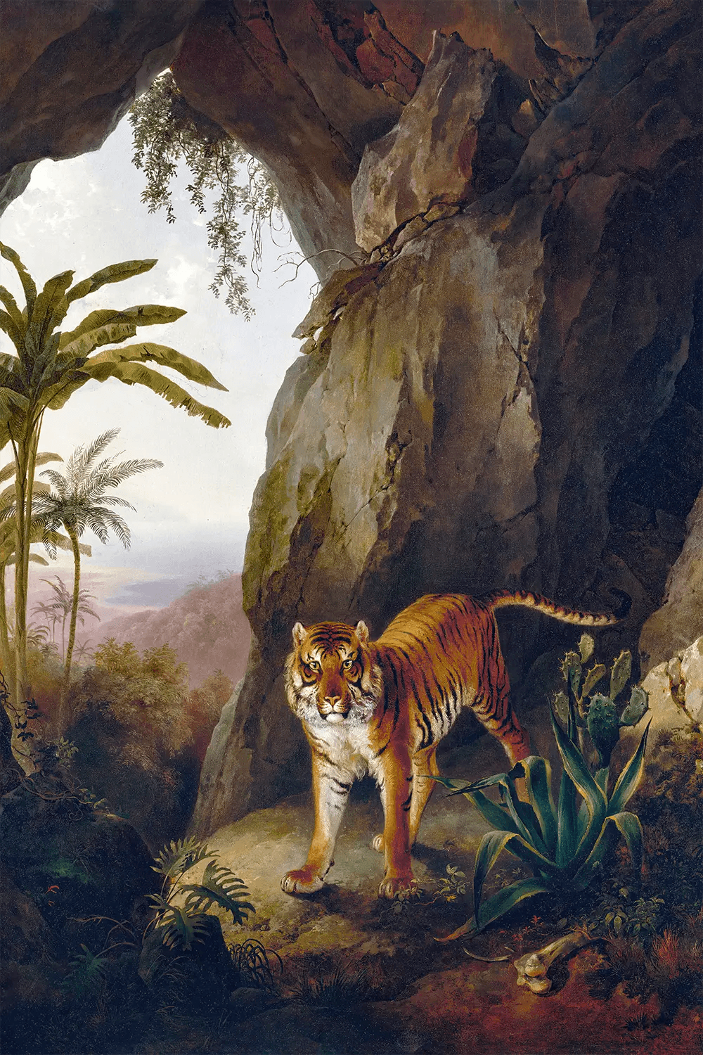 a painting of a tiger in a cave